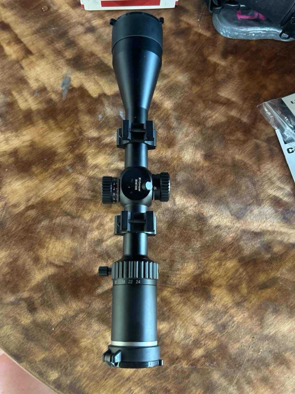 Black riton Rifle Scope with Adjustable Magnification with mounts X1 conquer